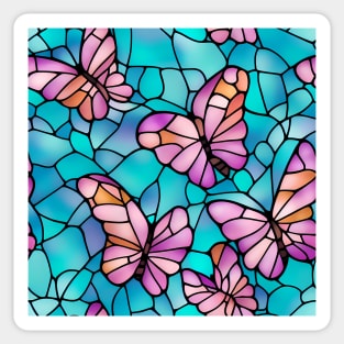 Vibrant Purple Pastel Butterflies - Stained Glass Design Sticker